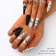 thumbnail image 3 of Halloween Decoration Fofosbeauty 24pcs Coffin False Nails for Girls Women, French Black, 3 of 5