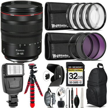 Canon RF 24-105mm f/4 L IS USM Lens   Flash    Tripod & More - 32GB Accessory Kit (International Version)