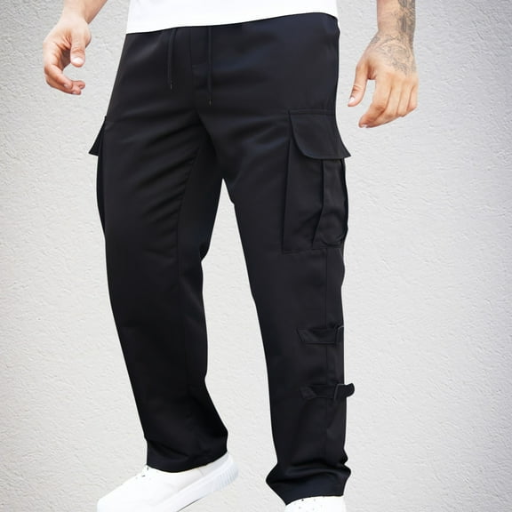Yiliang Utility Pants Men Durable Cotton Men's Work Pants Classic Fit Hammer Loop  Multiple Pockets