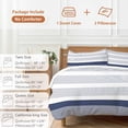 thumbnail image 6 of 3 Piece Navy Blue Stripe Duvet Cover Set Queen Size,Microfiber Comforter/Quilt Cover with Corner Ties and 2 Pillowcases,Modern Rustic Horizontal Blue Striped All Season Bedding with Zipper Closure, 6 of 8