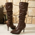 thumbnail image 5 of Coffee Brown Knee-High Boots For Women, Flat Sole For All-Day Comfort, Trendy Design For Casual Wear, 5 of 9
