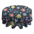 thumbnail image 4 of Pioneer Flower Floral Print Pattern Round Tablecloth 60"x60",Wrinkle Wipeable Table Cloth for Kitchen Dining Room Picnic Patio Party, 4 of 6