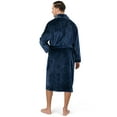 thumbnail image 4 of PAVILIA Mens Soft Robe, Plush Warm Bathrobe for Men, Long Spa Robe with Shawl Collar, Pockets, Trim Piping (Navy Blue), 4 of 9
