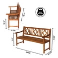 thumbnail image 3 of Sloane 59.1" 3-Seat Ogee Diamond-Back 600-Lbs Support Acacia Wood Outdoor Garden Patio Bench, Teak, 3 of 8