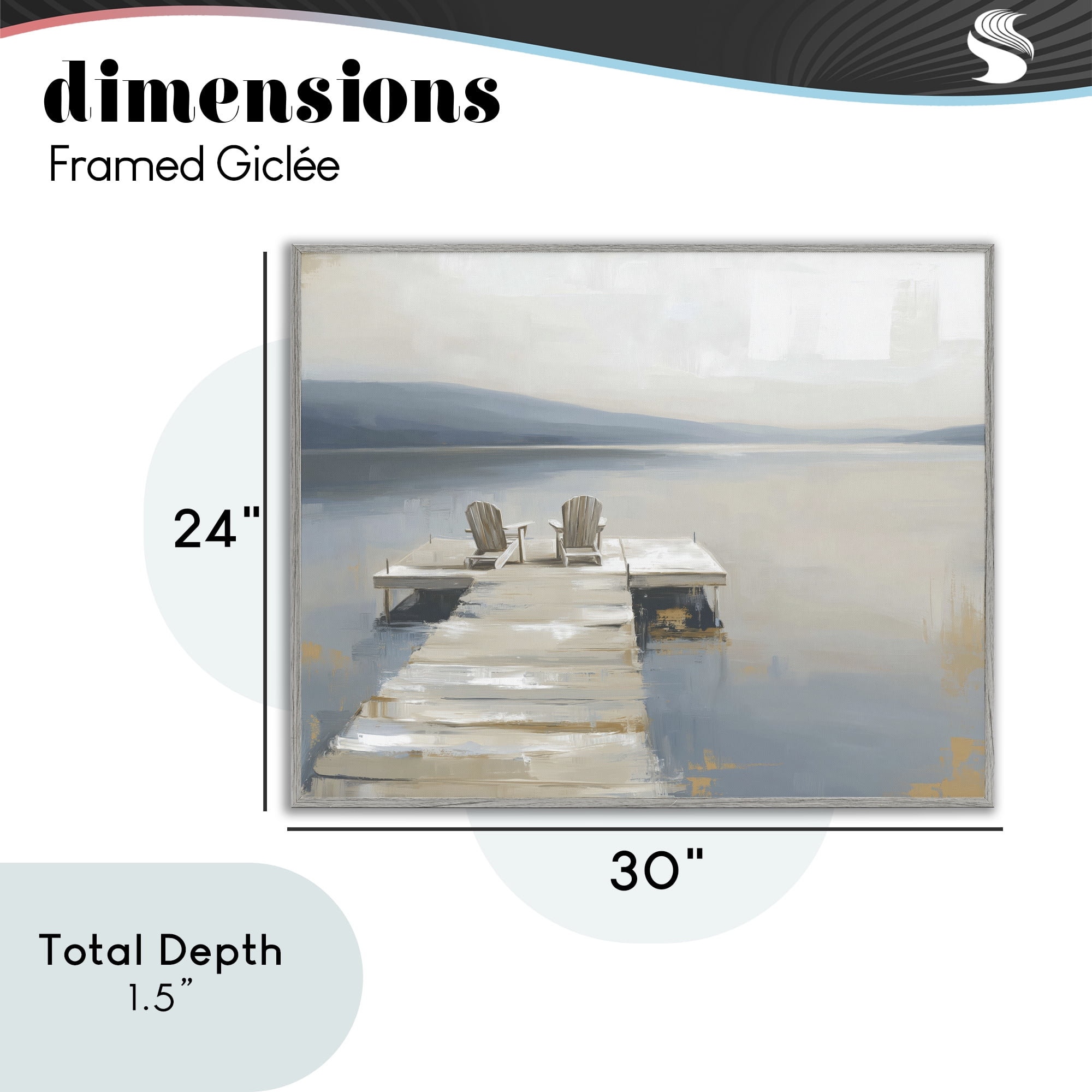Stupell Industries Adirondack Chairs on Pier Gray Framed Giclee Art, design by Kim Curinga