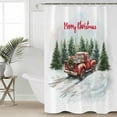 thumbnail image 5 of Merry Christmas Red Truck Shower Curtain, 66" x 72", Forest Xmas Tree Present Winter Snow Waterproof Bathroom Curtain Washable Shower Curtain Set with 12 Hooks, 5 of 6