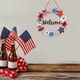 thumbnail image 4 of FastXmas 4th of July Decoration, Wooden Welcome Wreath For Front Door Red White And Blue Star Sign Patriotic Memorial Day Porch Wall Door Outside 250th Anniversary Decor(12*12 In), 4 of 8