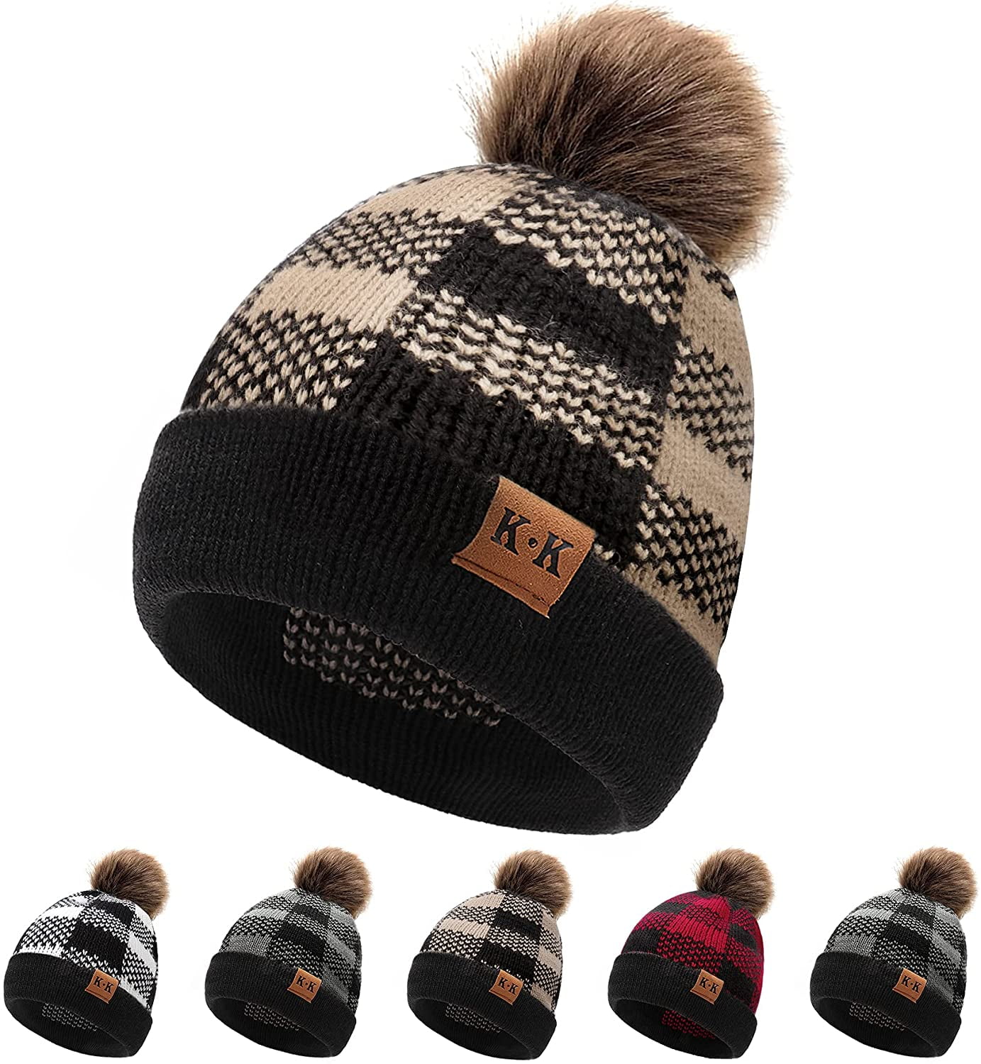 Bobble Hat Women Winter Ponytail Beanie 