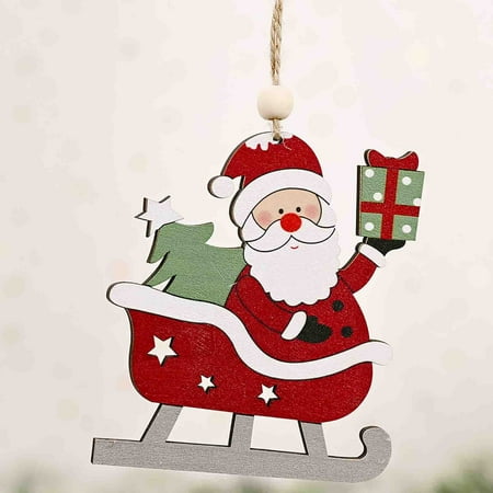 

PhoneSoap Christmas Ornaments Ski Car Wooden Pendant Elk Elderly Ski Pendant ChristmasTree A
