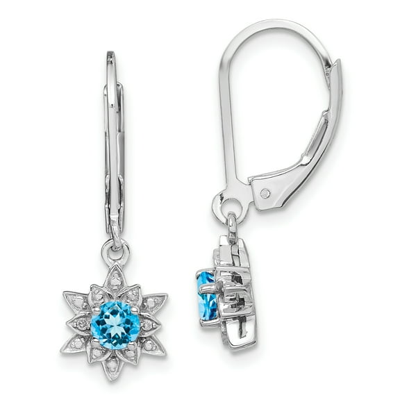 Primal Silver Sterling Silver Rhodium-plated Diamond and Light Blue Topaz Earrings