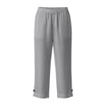 thumbnail image 4 of Capris for Women,Womens Capris Linen Pants with Pockets Cotton Linen Trousers for Women Ladies Summer Loose Slacks Light Gray S, 4 of 7