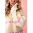 thumbnail image 5 of Women's Pink Heart Ribbed Knit Sweater for Daily Wear [ZhiHiMeRi] | S, 5 of 12