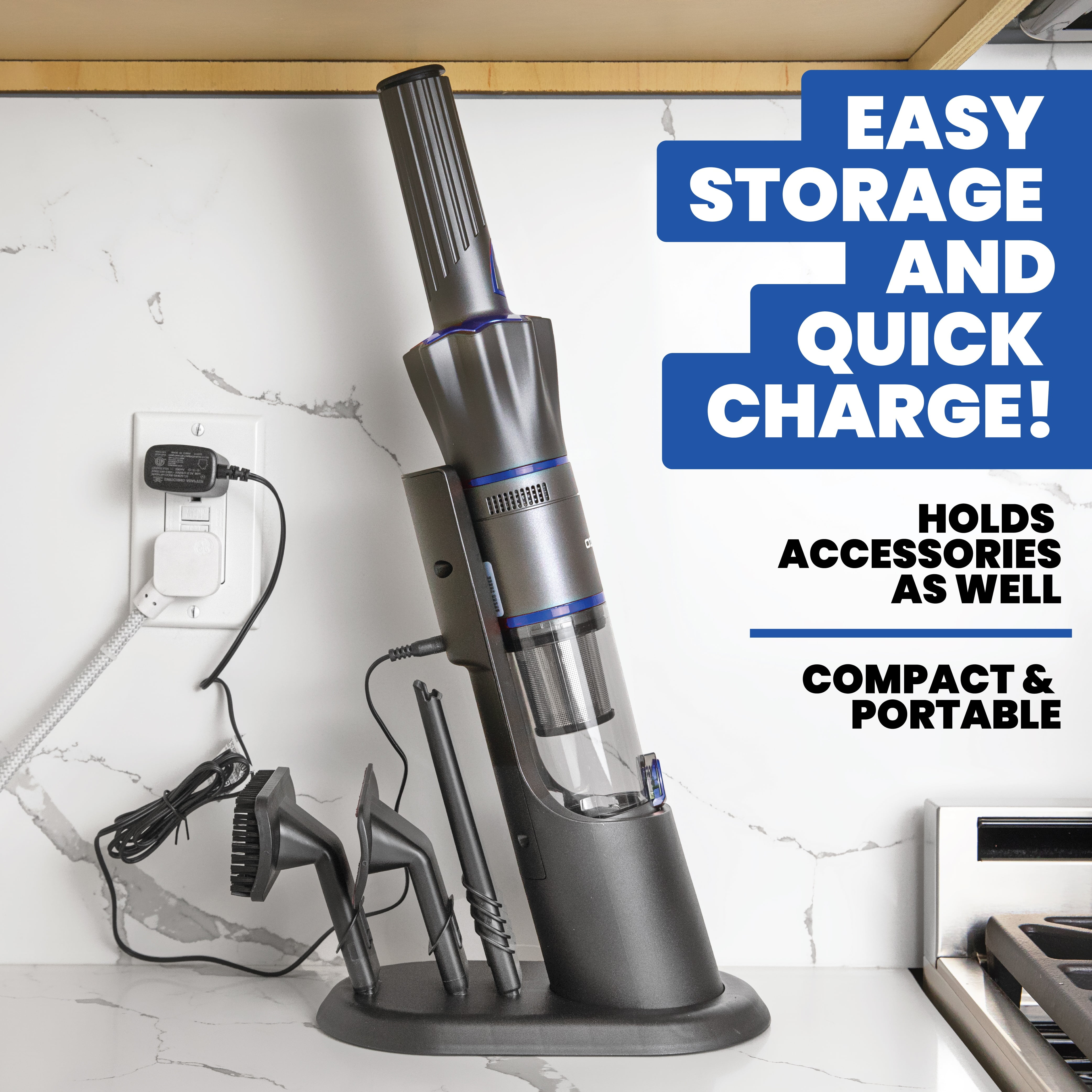 Ruvio Pro Handheld Vacuum Cordless for Home and Car, Lightweight Portable Hand Held Vacuums Cordless Works on Pet Hair, Floor, Hard Wood, 2X HEPA Filtration, Crevice Nozzle Included