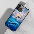 thumbnail image 2 of Case for iPhone 15 Pro Case, Sunset Dolphin Ocean Pattern Graphic Design Girl Boy Soft Silicone Hard Acrylic Shock Protection Case for iPhone 15 Pro, 2 of 7