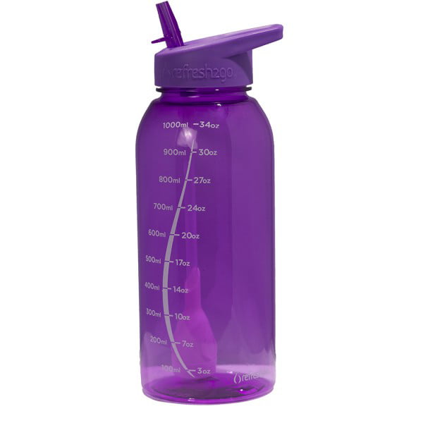 11080-PL refresh2go 34oz Milestone Filtered Water Bottle Purple