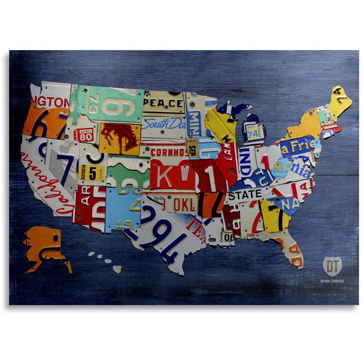 Trademark Fine Art "USA Map" Brushed Aluminum Wall Art Art by Design Turnpike 16" x 22"