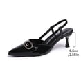 thumbnail image 5 of Samdudou Kitten Heels for Women Closed Toe Pointed Front Slingback Pumps Glossy Finish Chic Large Metallic Buckle Decor Low Heel Elegant Dress Shoes for Wedding Bridal Party, 5 of 9
