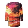 thumbnail image 4 of LYEAA 2025 Tropical Paradise Collection Women 3/4 Sleeve Blouse Round Neck Loose Fit Vacation Top Beachwear Resort Style Summer Casual Shirt Multicolor S, 4 of 5