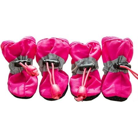 Dog Shoes Waterproof Dog Boots for Small Medium Large Dogs with Soft Anti-Slip Sole  Suitable for Rainy Weather Outdoor Walking  Adjustable Elastic Straps  Reflective at Night (Rose  7)