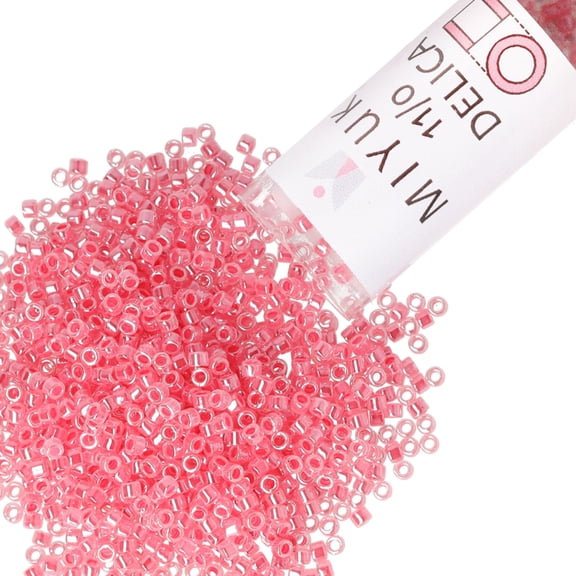 Miyuki Delica Seed Beads – Size 11/0 (1.6 mm), DB0236, Crystal/Rose-Lined Luster, 7.2 g, Approx. 1440 Beads