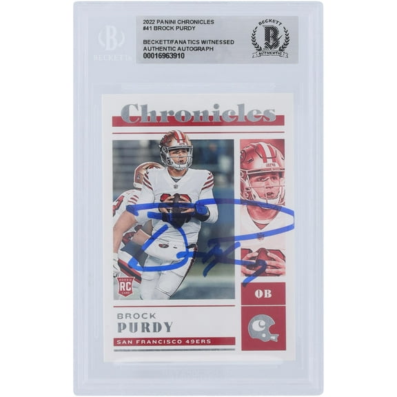 Brock Purdy San Francisco 49ers Autographed 2022 Panini Chronicles #41 Beckett Fanatics Witnessed Authenticated Rookie Card - Fanatics Authentic Certified