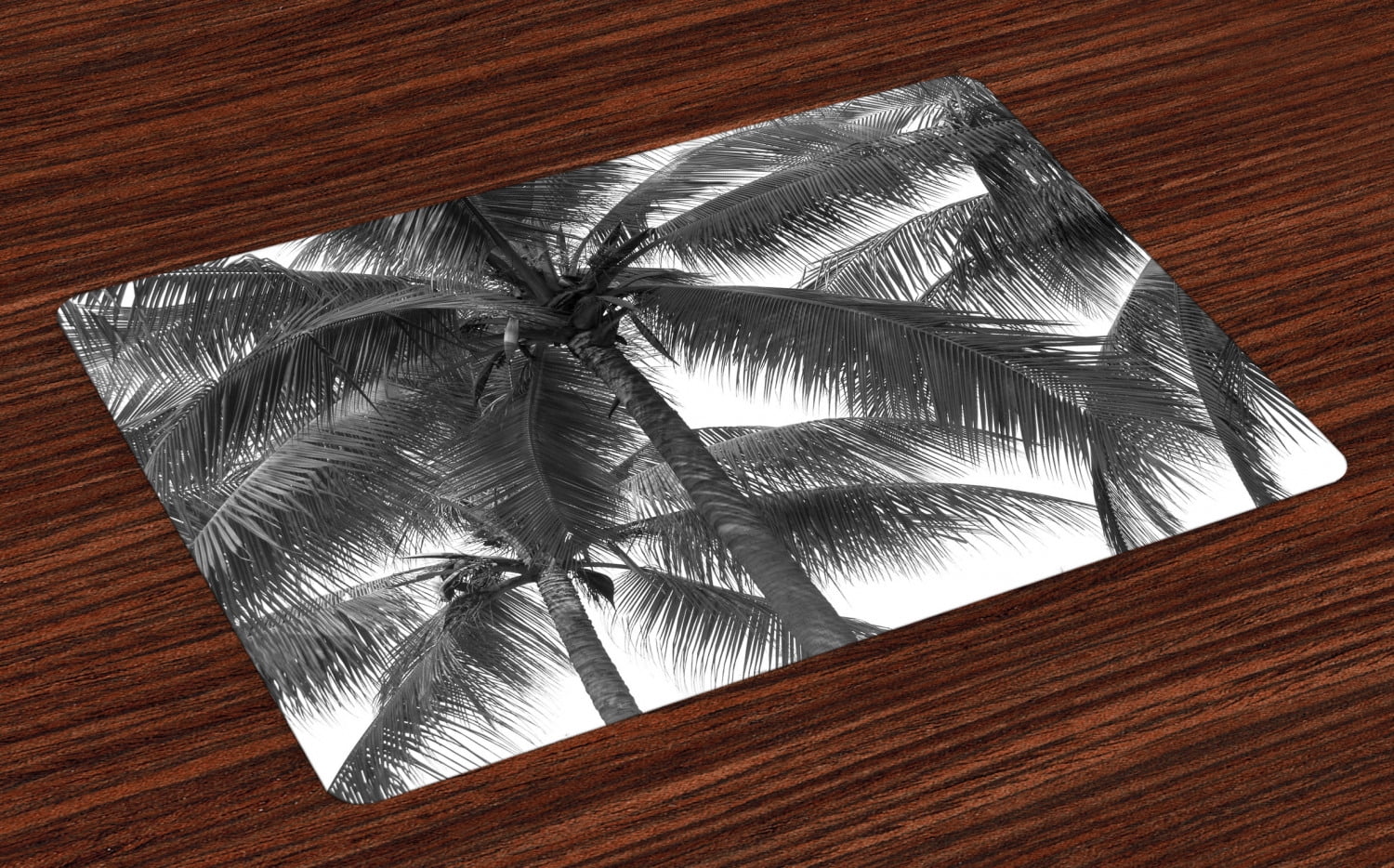 Palm Tree Placemats Set of 4 Palm Tree Silhouette Exotic Plant on Dark