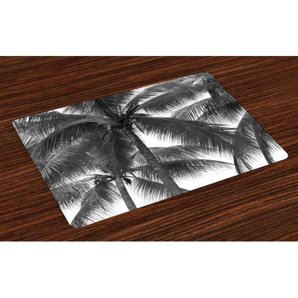 Palm Tree Placemats Set of 4 Palm Tree Silhouette Exotic Plant on Dark