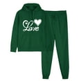 thumbnail image 2 of ibuvkizy Sweatsuits Women 2 Piece Outfit!Outfits Men's and Women's Sports Tracksuits Long Sleeve Pullover Hoodies Sweatshirt Loose Coat and Sweatpants Fall Winter Suit Green,XL, 2 of 7