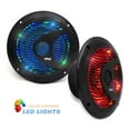 thumbnail image 2 of Pyle 6.5” Dual Marine Speakers - IP44 Waterproof and Weather Resistant Outdoor Audio Stereo Sound System with Built-in Led Lights, 150 Watt Power and Polypropylene Cone - 1 Pair - PLMR6LEB (Black), 2 of 7