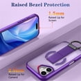 thumbnail image 3 of Case For Apple iPhone 17 6.3-inch, Compatible With MagSafe，Integrated Retractable Metal Ring Holder ShockProof Protective Car Mounted Magnetic Case,Purple,For iPhone 17, 3 of 10