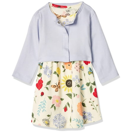 

Touched by Nature Baby Girls Organic Cotton Dress and Cardigan Flutter Garden 3-6 Months