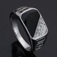 thumbnail image 4 of Anillo de boda clásico de diamantes de imitación dorado con esmalte negro para hombres y mujeres shaofei, 4 of 5
