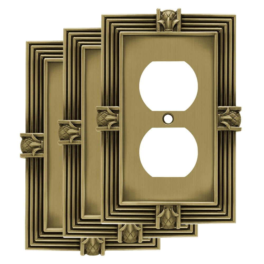 Franklin Brass Pineapple Single Duplex Wall Plate in Tumbled Antique