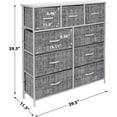 thumbnail image 5 of Dresser With 9 Drawers - Furniture Storage Chest Tower Unit For Bedroom, Hallway, Closet, Office Organization - Steel Frame, Wood Top, Easy Pull Fabric Bins (Gray/White), 5 of 7