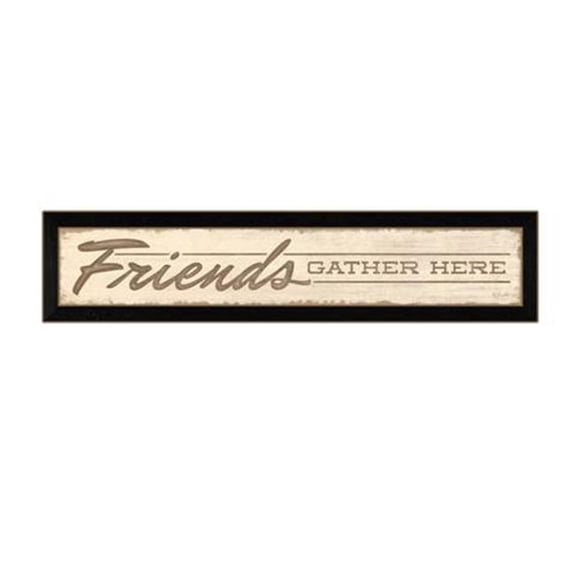 Trendy Decor4U "Friend a Gather Here" By Lauren Rader, Printed Wall Art, Ready To Hang Framed Poster, Black Frame - Finish:Brown,Size:38"L x 1"W x 8"H-Finish:Brown,Size:38"L x 1"W x 8"H