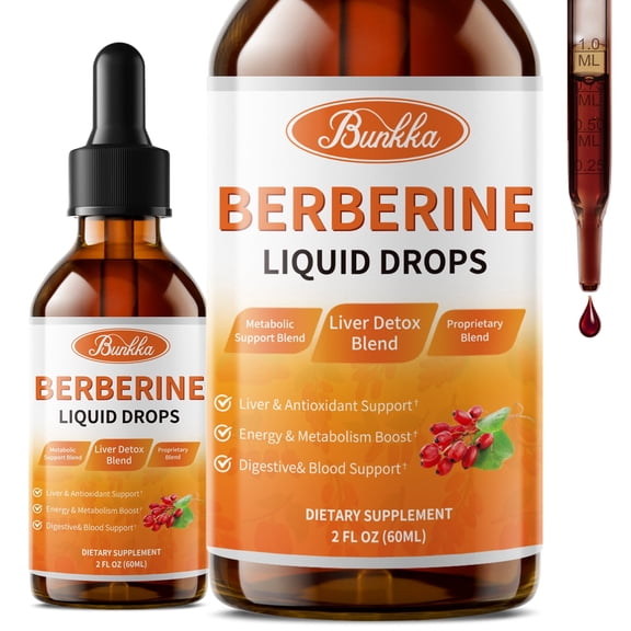 Berberine Liquid Drops, Berberine Supplement with Ceylon Cinnamon & Bitter Melon, Supports Metabolism & Liver Health (2 Fl oz)