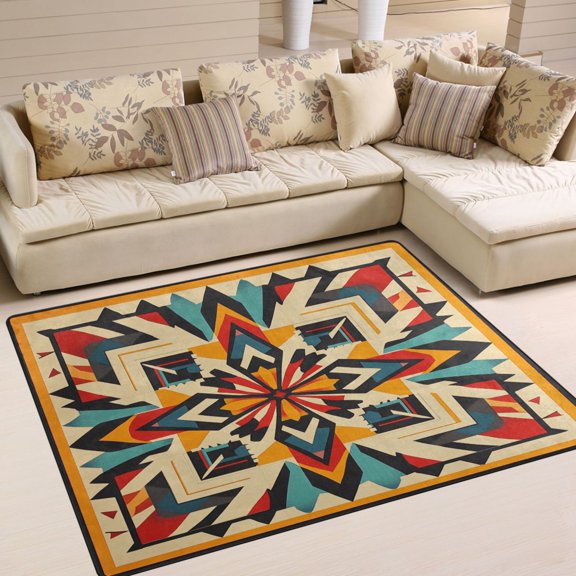 BZSMCE Vintage Area Rugs Colorfull Texture Pattern Creative Area For Home