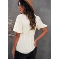 thumbnail image 1 of ABPHQTO Blusa de satén con cuello en V y manga farol para mujer, 1 of 5