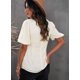 thumbnail image 1 of ABPHQTO Blusa de satén con cuello en V y manga farol para mujer, 1 of 5