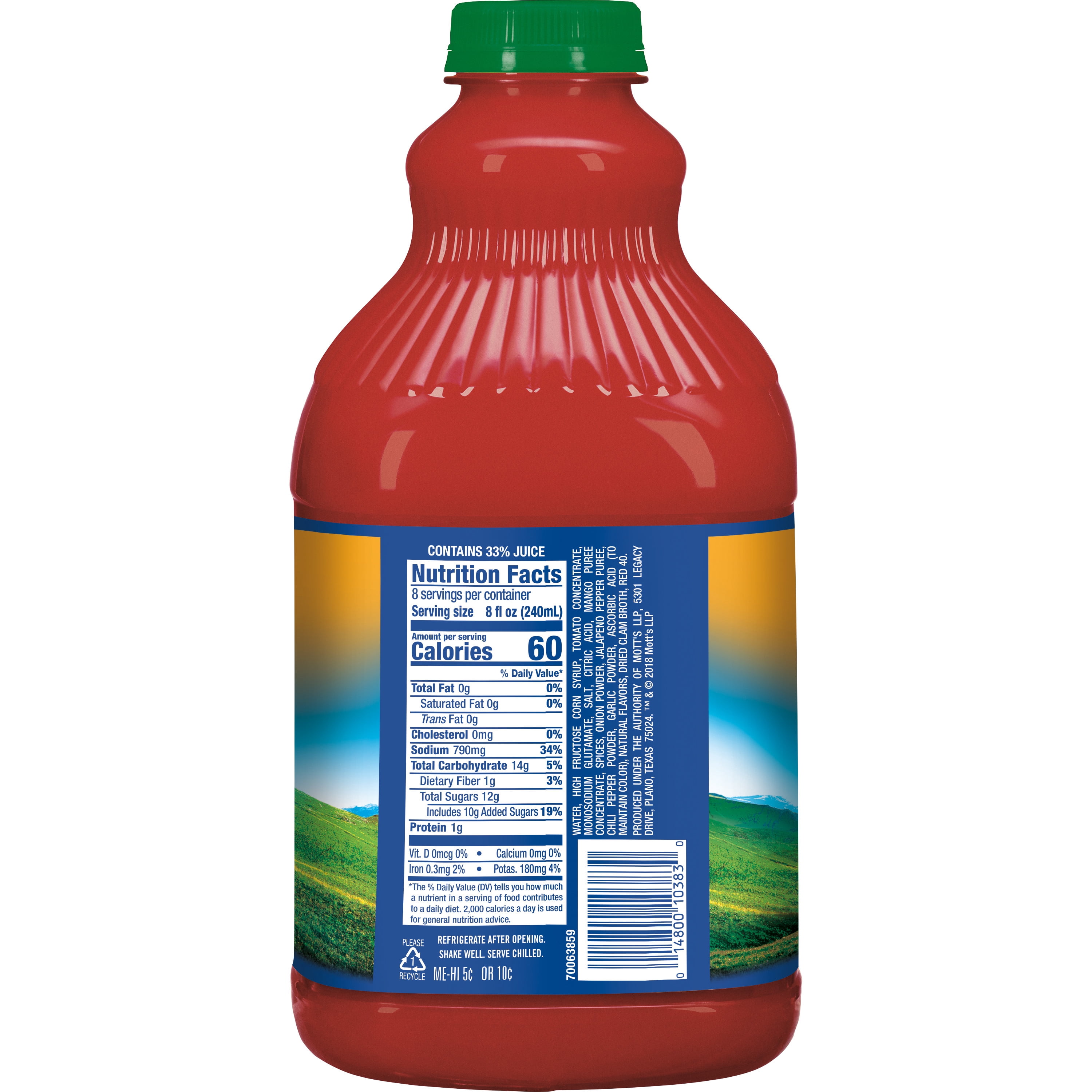 Clamato Sweet & Spicy Tomato Cocktail Mix, 64 fl oz, Bottle