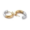 thumbnail image 2 of Two Tone 304 Stainless Steel Hinged Hoop Earrings for Women Golden & Stainless Steel Color, 2 of 2