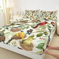 thumbnail image 3 of Manfei Colorful Cardinal Birds Full Size Sheets,Rustic Plant Leaves Bed Sheets,Green Beige Sheet Sets For Men Women,Breathable Home Decor,4 Pieces, 3 of 7