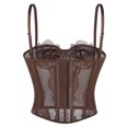thumbnail image 4 of Conairie Women's Bustier Corset Top Lace Boned Solid Color Spaghetti Strap Fitted Mesh Bonded Party Going Out Cami Tops Coffee XS, 4 of 7