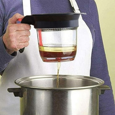 Christmas gift,4 Cup Gravy Fat Separator Oil Separator With Bottom Release - Healthier Gravy, Soup, Easy Press Button Release Dispenser Oil Separator with Strainer