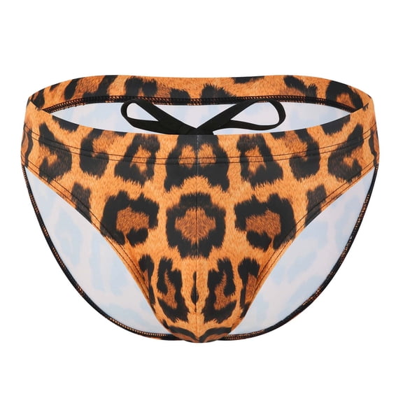 Mens Underwear Seamless Trend High Elastic Print Low Waist Triangle Trunks Mens Panties,Gold,M