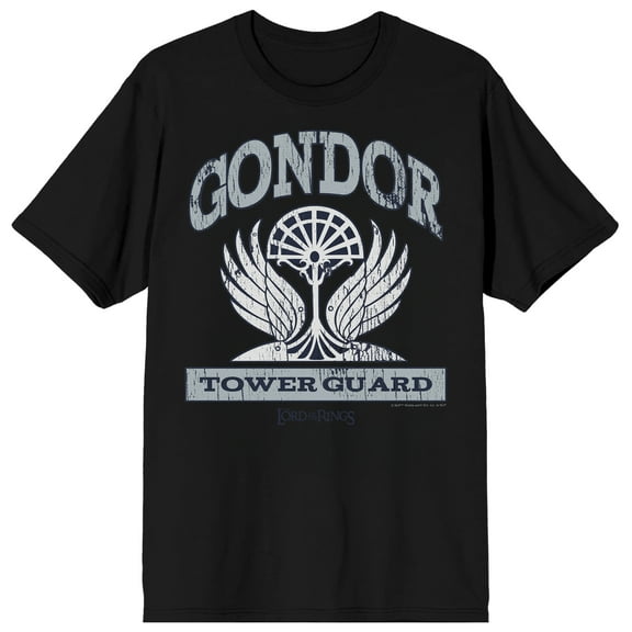 Lord Of The Rings Gondor Tower Guard Adult Black Crew Neck Short Sleeve T-shirt-Medium