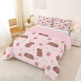 thumbnail image 2 of Erosebridal Kawaii Animal Capybara Queen Comforter Set 3pcs For Child Boys Girls,Kids Cute Flowers Strawberry Bedding Comforter Set,Pink Reversible, 2 of 7