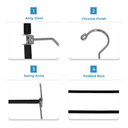 USTECH 5-Tier Arm Pants Hanger, Space-Saving Swing Hanger with Foam Padded Removable Arms, Durable Alloy Steel Closet Organizer with Capped Hooks, Pack of 1