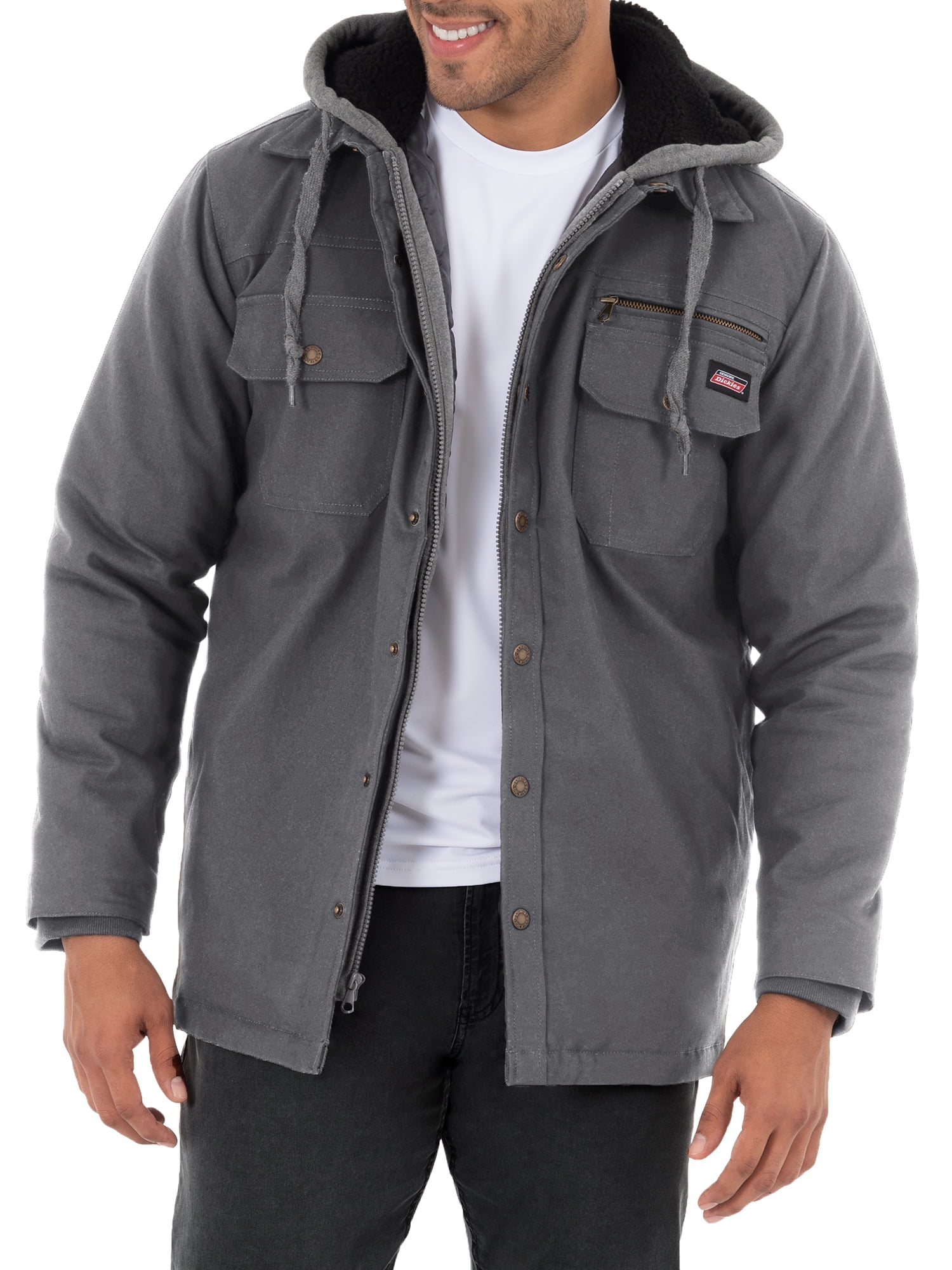 hooded canvas shirt jacket