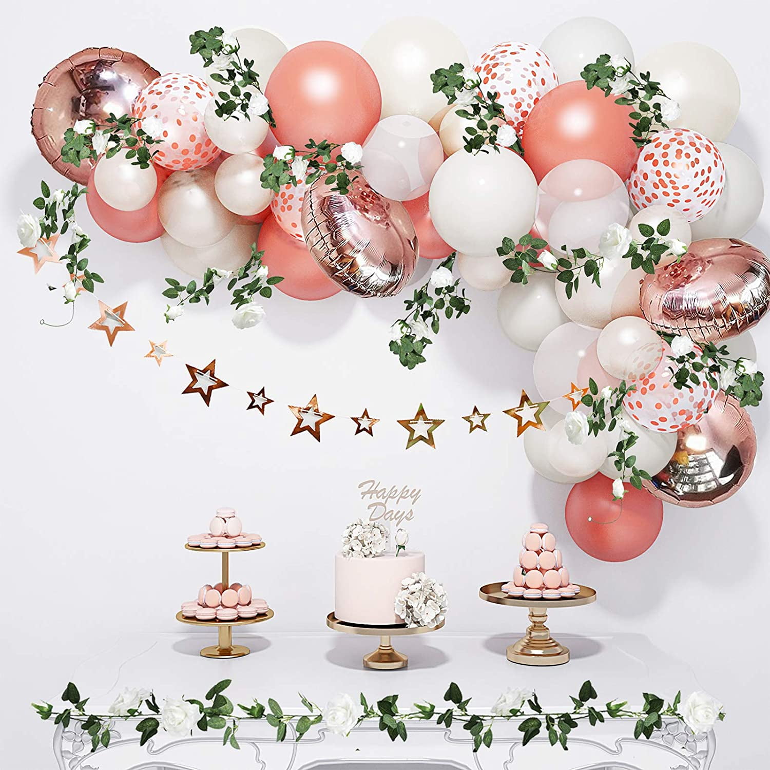 HOE HOE HOE Christmas Balloons Banner Garland PARTY ROSE GOLD SILVER